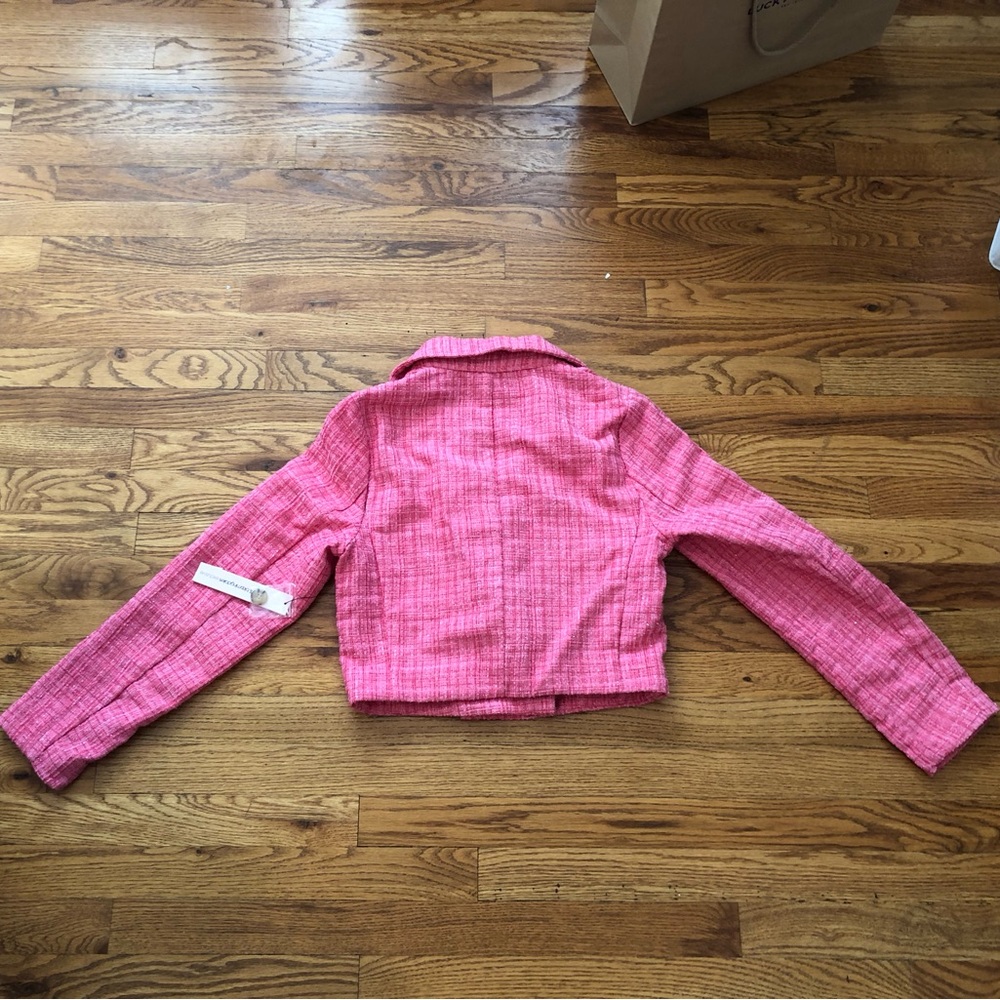 Aqua Pink Cropped Tweed Blazer - Picture 4 of 11